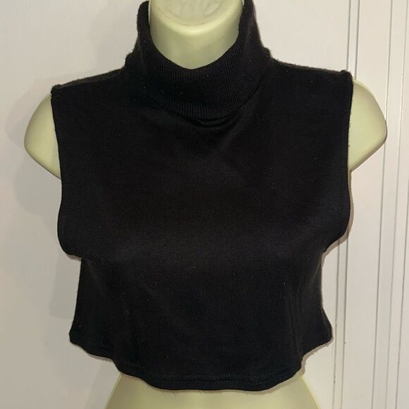 Vintage Paris Accessories black acrylic ribbed turtleneck dickie layer top - Picture 1 of 4